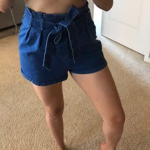 Denim high rise shorts